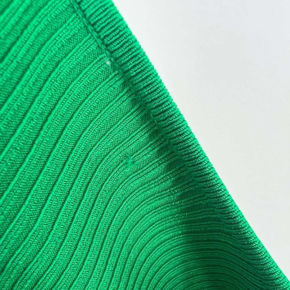 Coperni Cut Out Ribbed Knit Turtleneck Wrap Sweater In Green